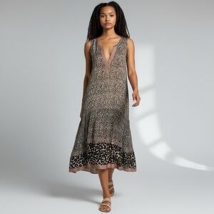 Scotch and Soda Leopard Print Dress X-Size Small Boho High low